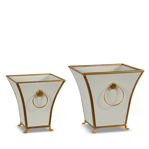 Metal Container w/ Handle Ivory
