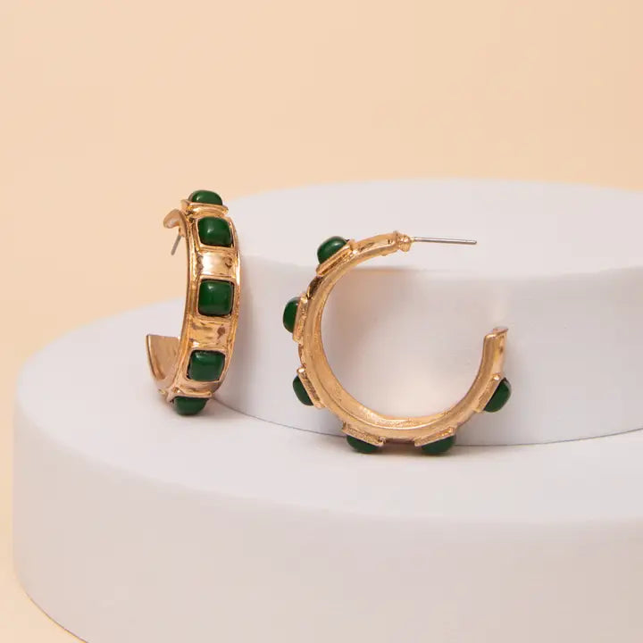 Gold Bezel Rhinestone Earrings