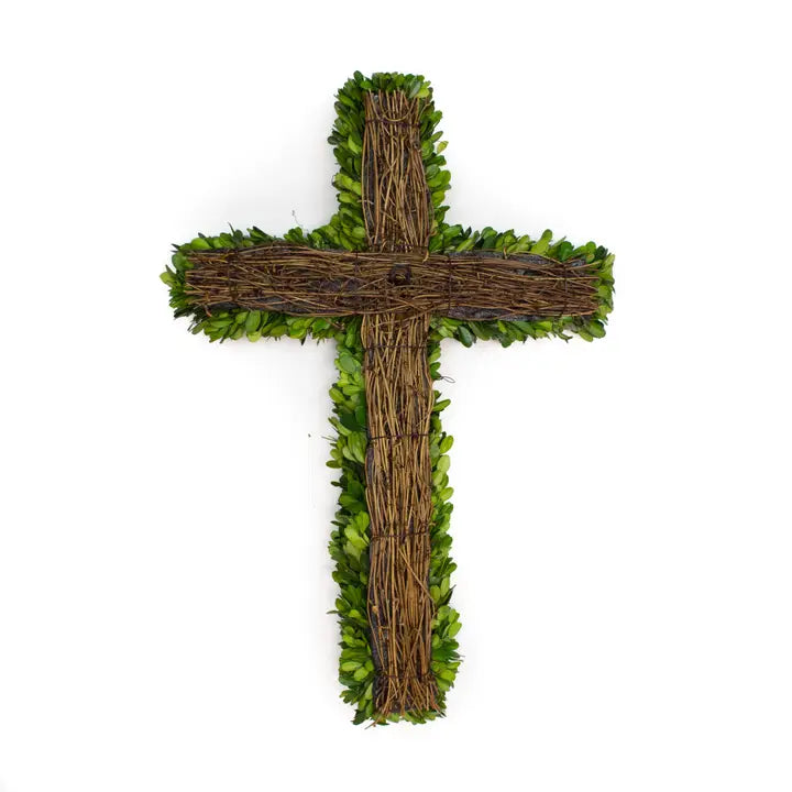 24" Preserved Boxwood Cross