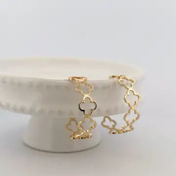 Gold Clover Hoop Earrings