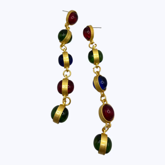 Multi Color Beaded Link Earrings