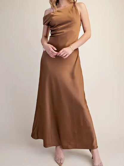 Mocha One Should Satin Maxi Dress