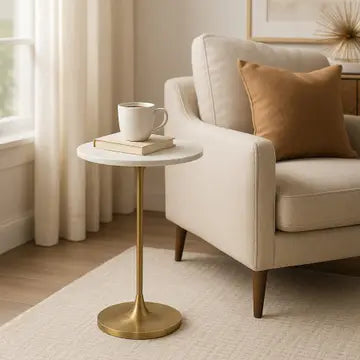 Marble Gold/White Table 24"