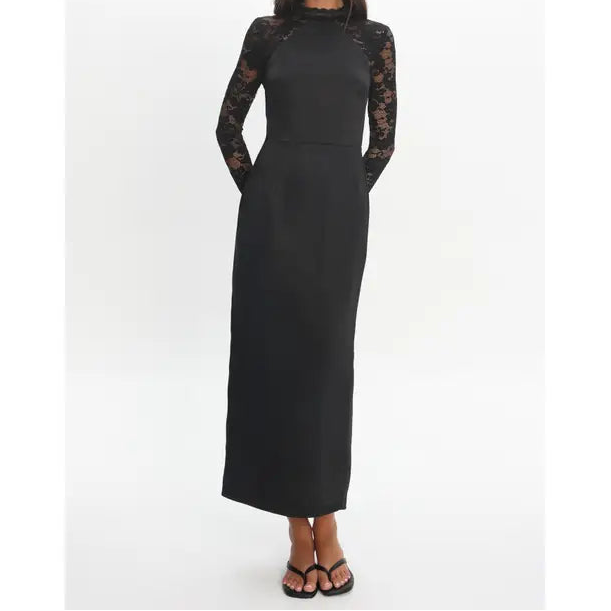 Black Lace Open Back Dress