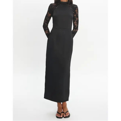 Black Lace Open Back Dress