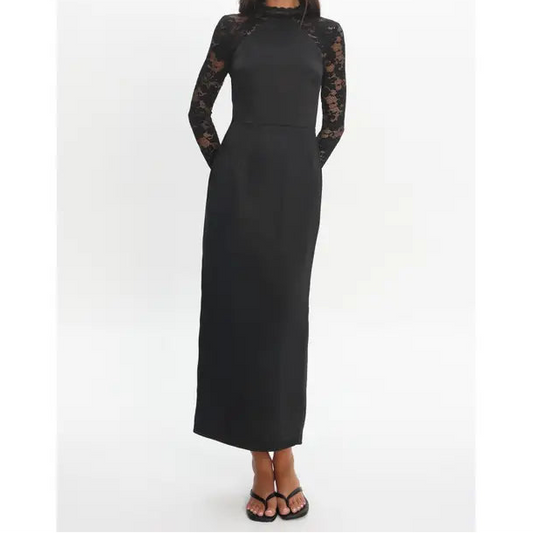 Black Lace Open Back Dress