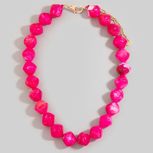 Pink Beaded Resin Necklace