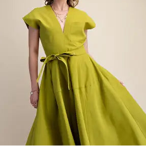 Lime Green V-Neck Dress