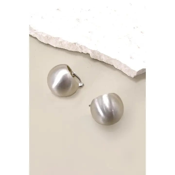 Silver Round Huggie Hoop Earrings