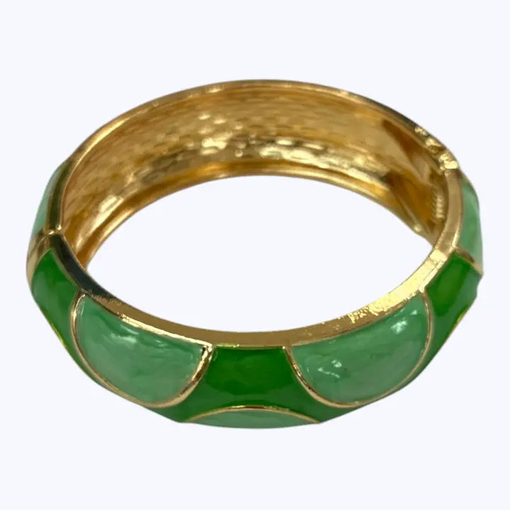 Green Enamel Polka Dot Bracelet