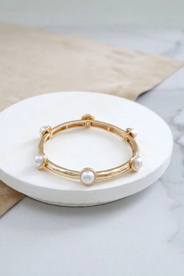 Pearl Stone Gold Bangle
