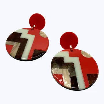 Abstract Disc Earrings (Orange)