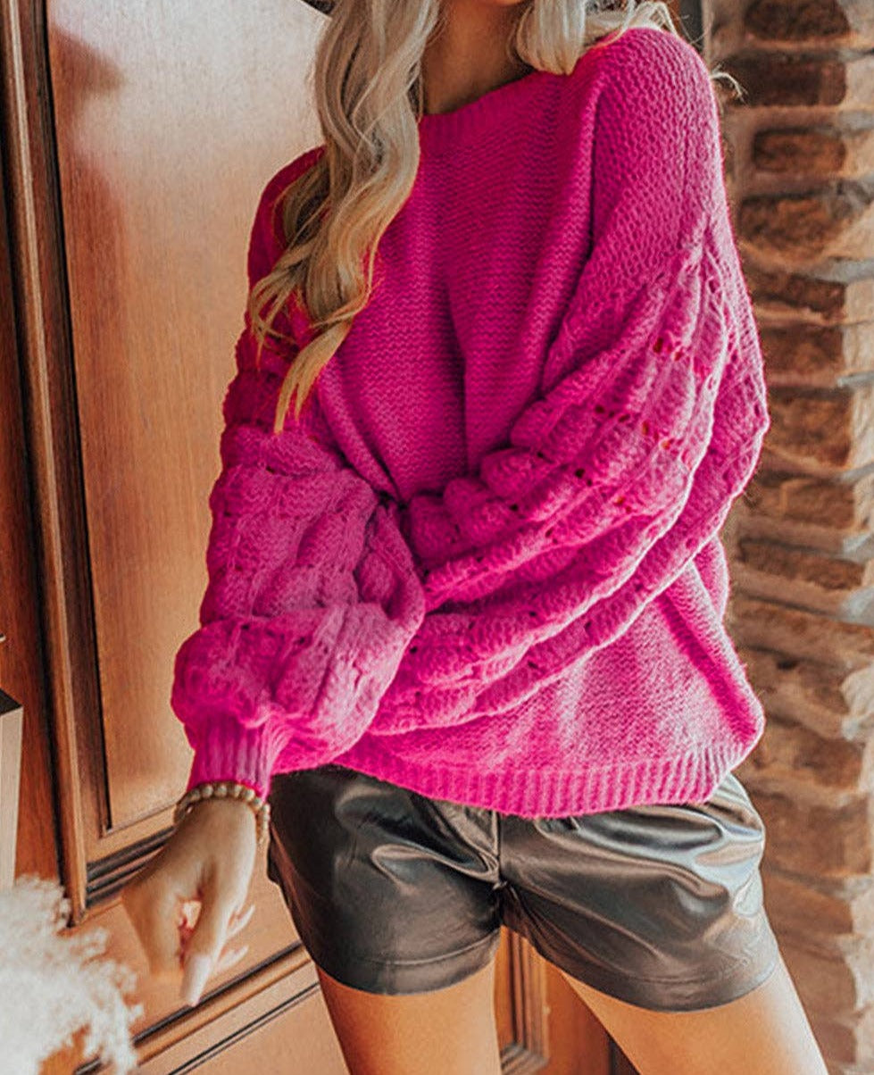 Rose Bubble Sleeve Sweater