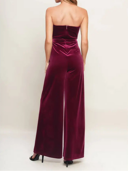 Burgundy Velvet Jumpsuit
