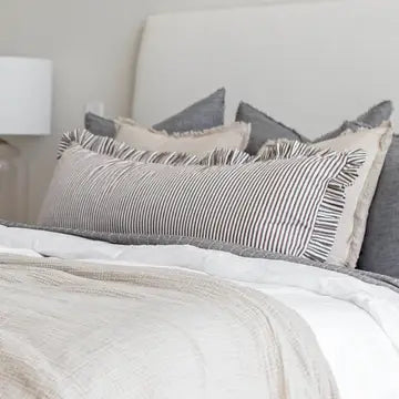 Brown Striped Ruffle Lumbar