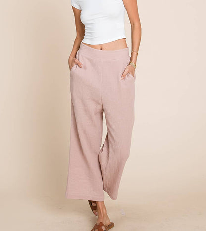 Rose Cotton Cropped Pants