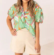 Tropical Print Floral Top
