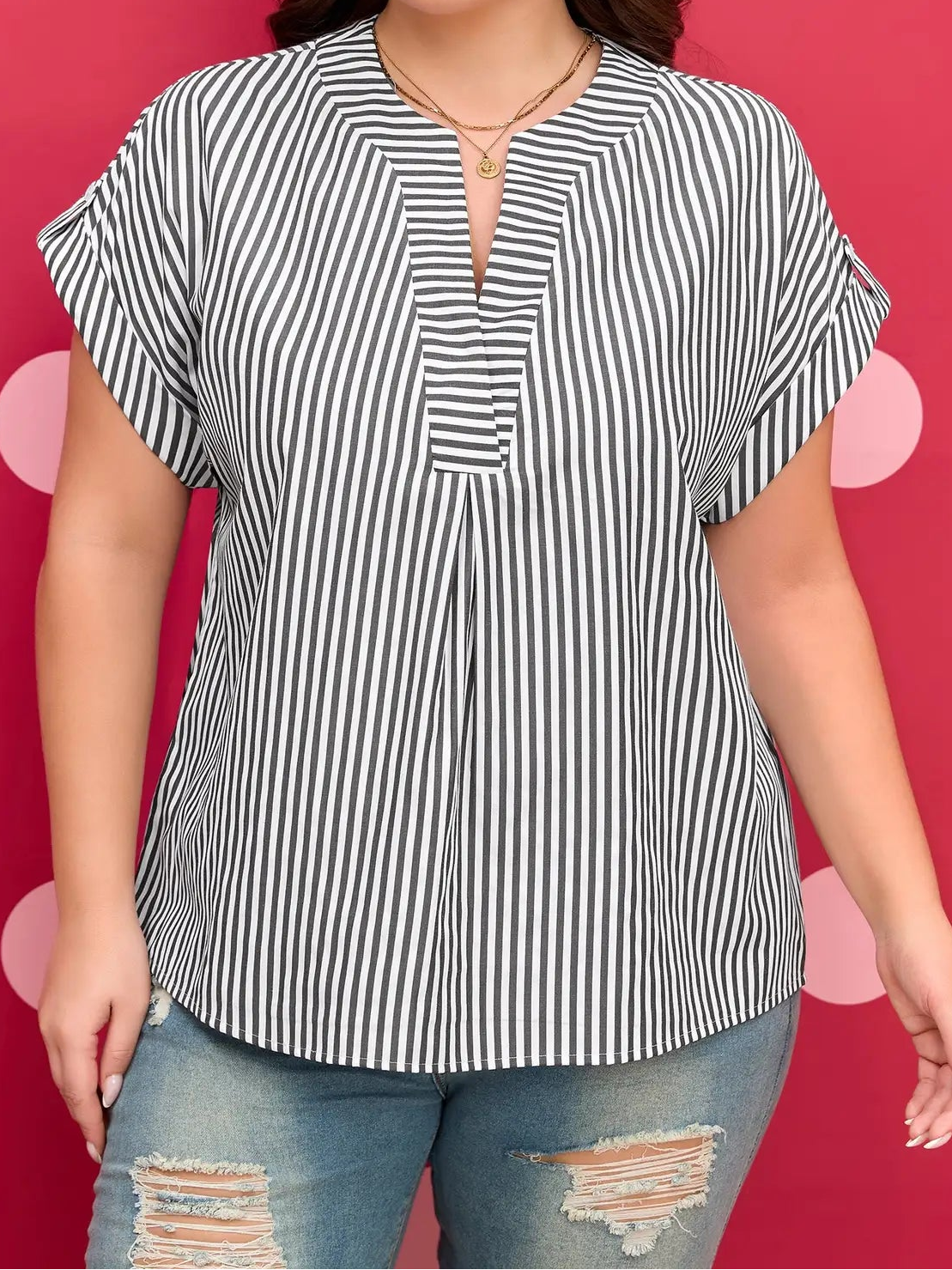 Plus Size Black Stripe Top