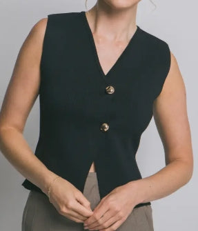 Black Vest with Gold Buttons