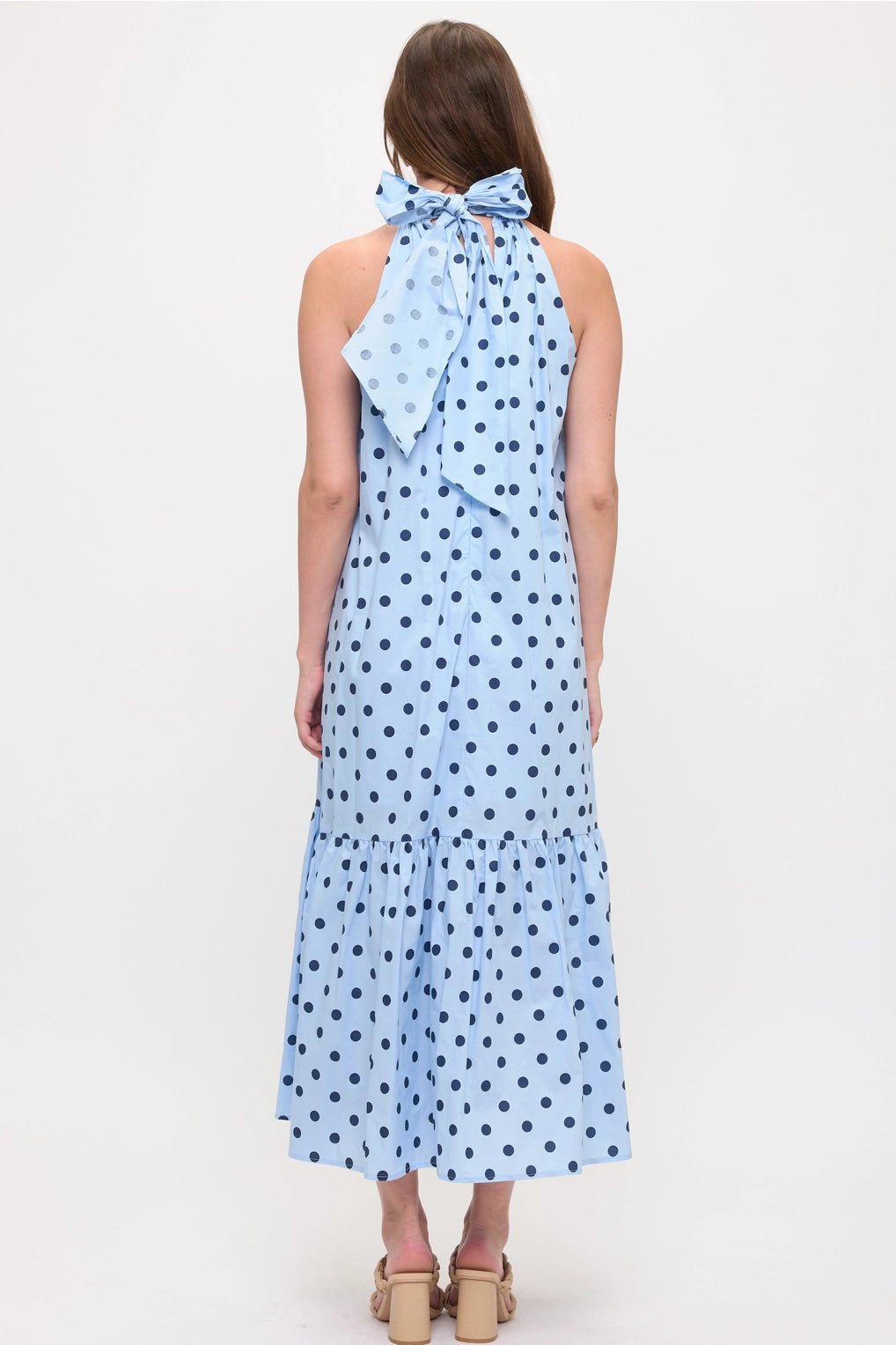 Blue Polka Dot Maxi Dress