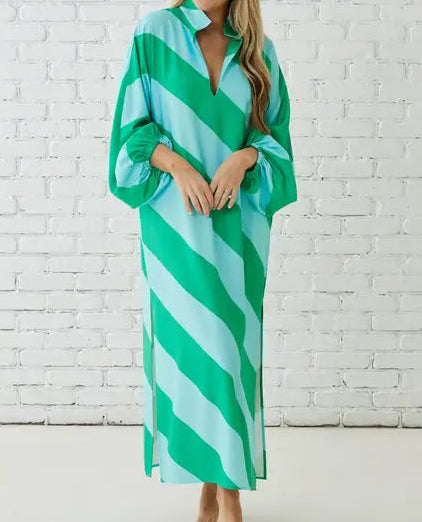 Coco Caftan Aqua/Green