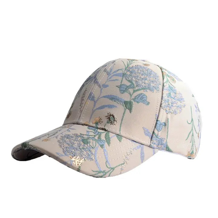White & Blue Jacquard Baseball Cap