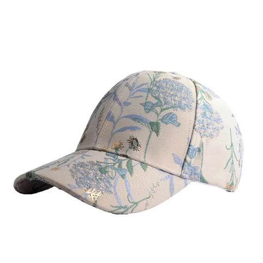 White & Blue Jacquard Baseball Cap