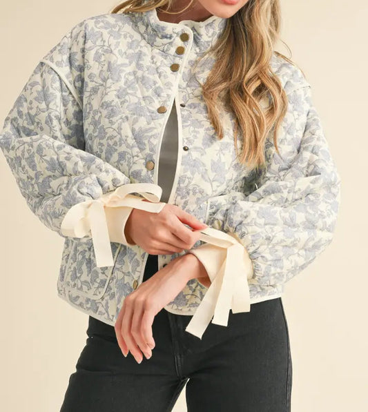 Blue Floral Quilted Jacket