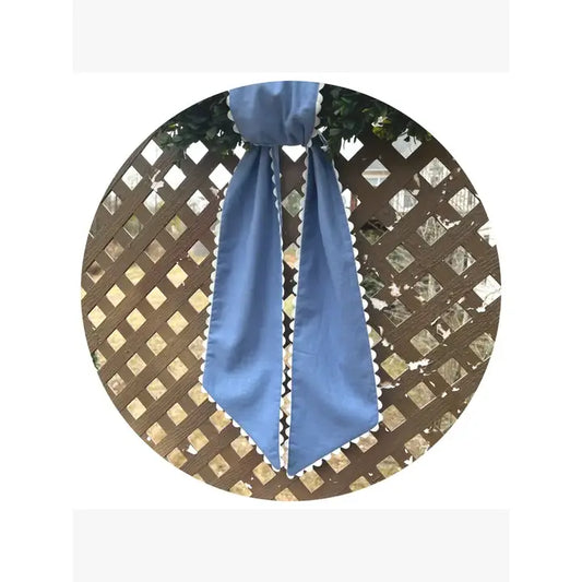 54" Blue Linen Sash w/ White Border