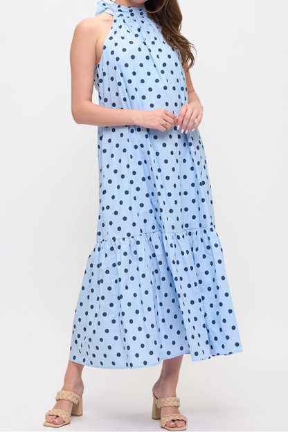 Blue Polka Dot Maxi Dress