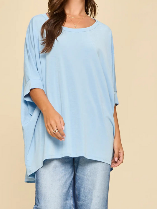 Blue Relaxed Tunic Top