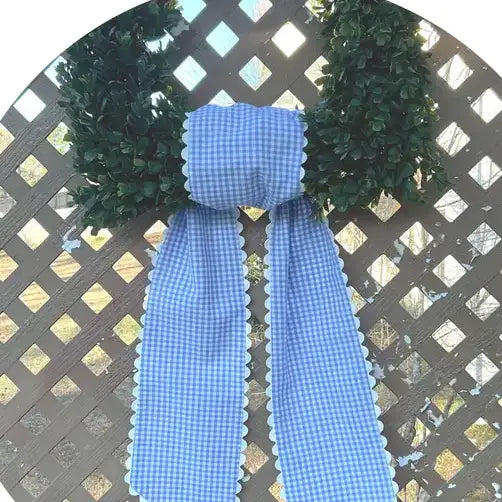54" Blue Gingham Sash w/White Border