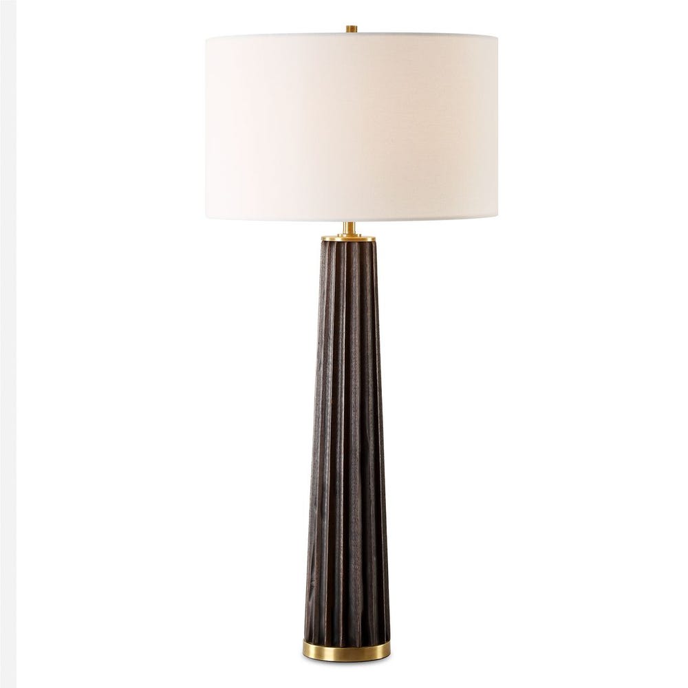 Dark Brown Ribbed Lamp 32"h