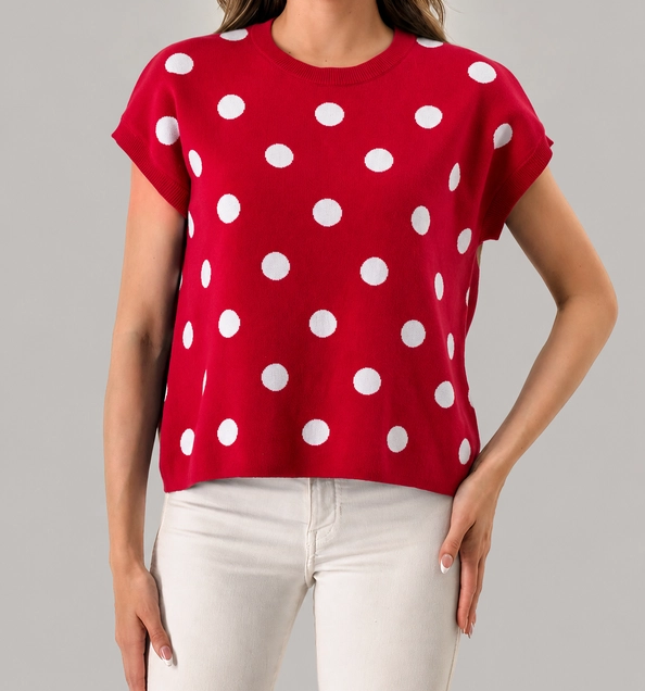 Polka Dot Red/White Sweater