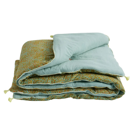 Blue & Green Leopard Print Queen Bed Runner