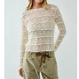 Cream Lace Long Sleeve Top