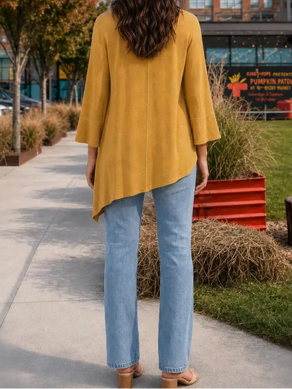 Mustard Balloon Sleeve Top