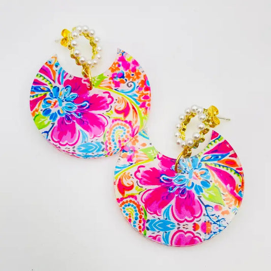 Bright Abstract Flower Earrings