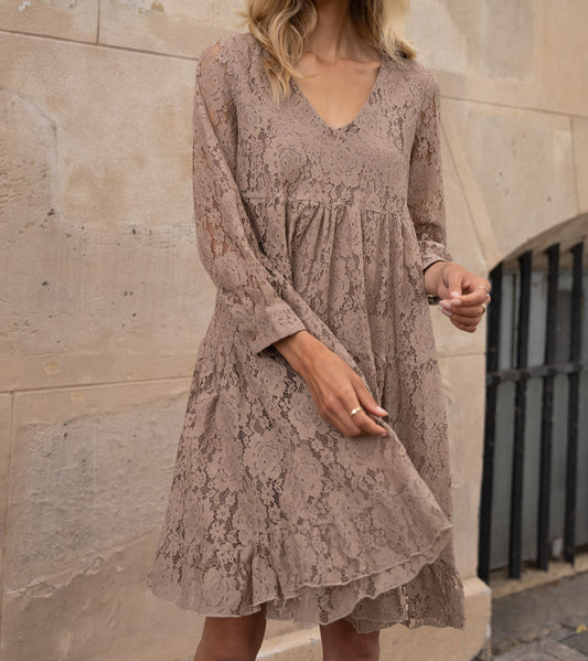 Taupe Lace Dress