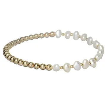 Stretchy Gold Large Pearl Ivy Bracelet