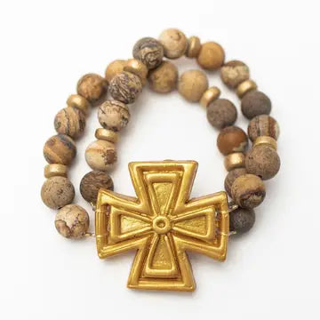 Picture Jasper Double Bracelet w/ Anna Cross
