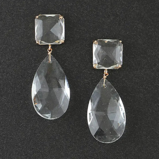 Clear Teardrop Earrings
