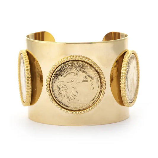 Gold Coin Cuff Bracelet