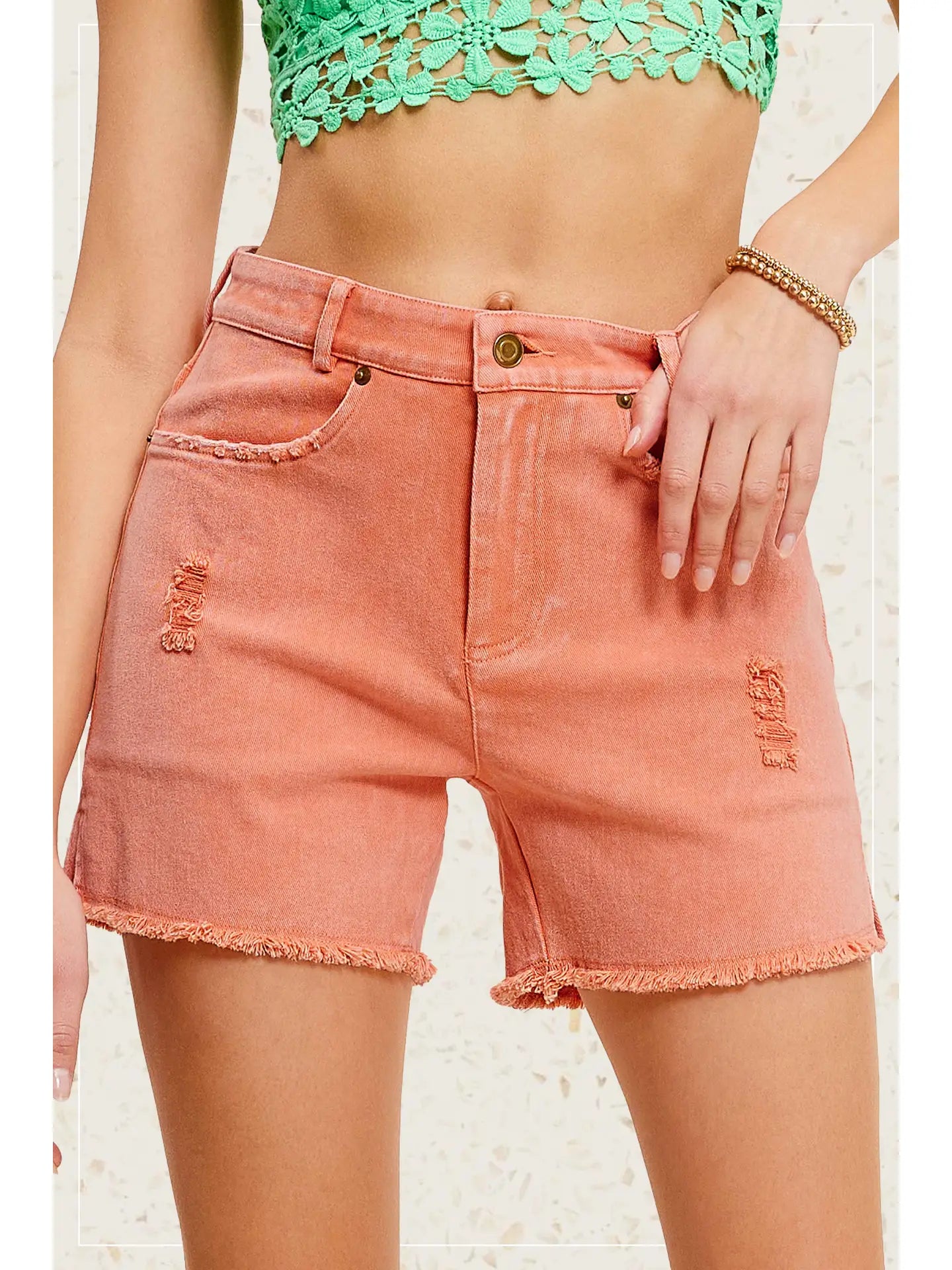 High Rise Mineral Washed Shorts