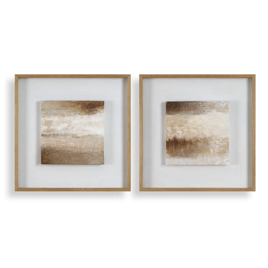 Cream & Rust Wood Frame Art S/2
