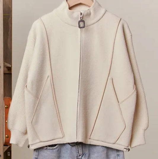 Cream High Neck Jacket