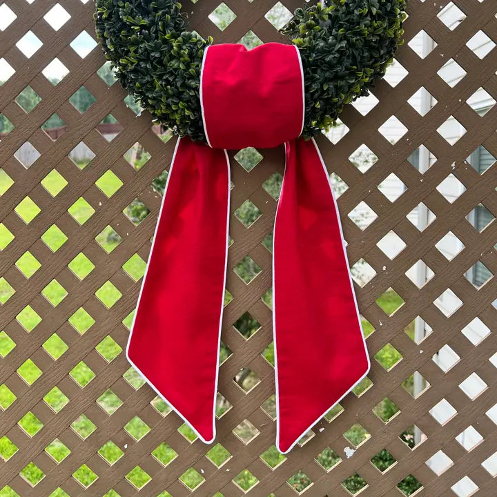 Crimson Linen Sash with White Piping 54"