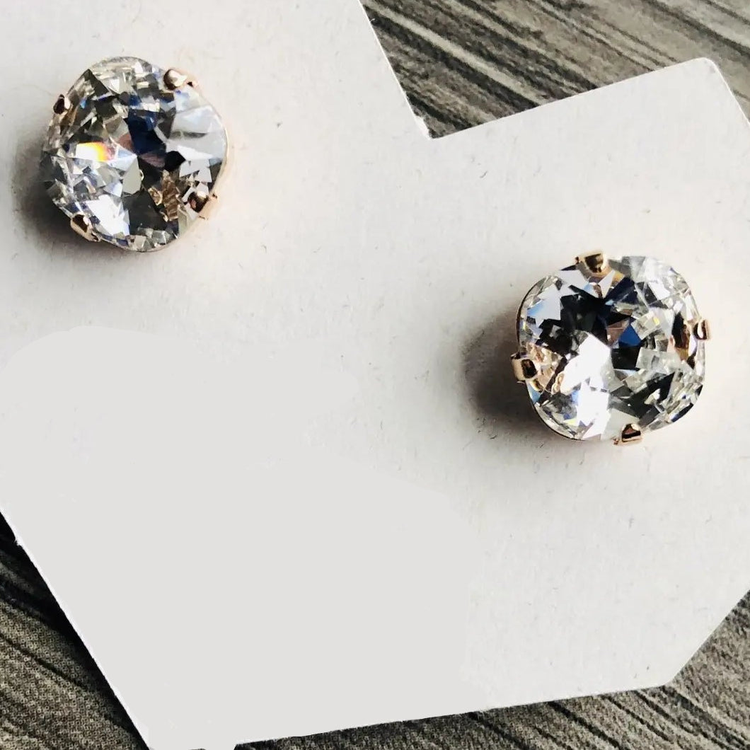 Cushion Cut Crystal Studs