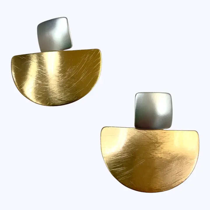 Two Tone Geometric Earrings
