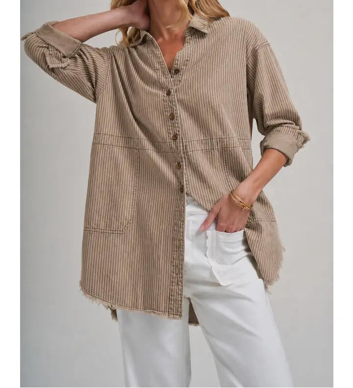 Brown & Cream Stripe Top
